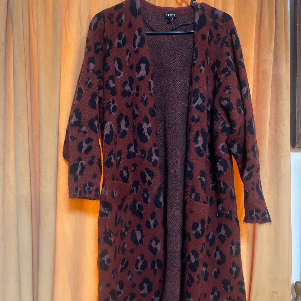 Torrid Brown and Black Leopard Cardigan